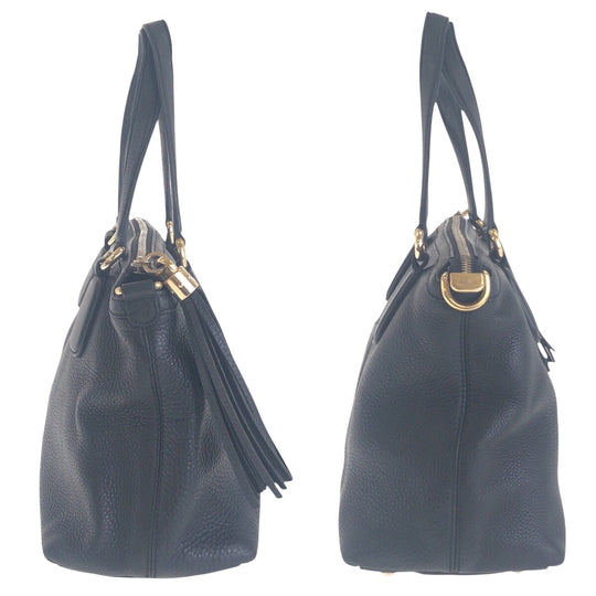 GUCCI Tote Bag 308386 leather Black GoldMetal Tote Bag handbag Soho Women Used Authentic