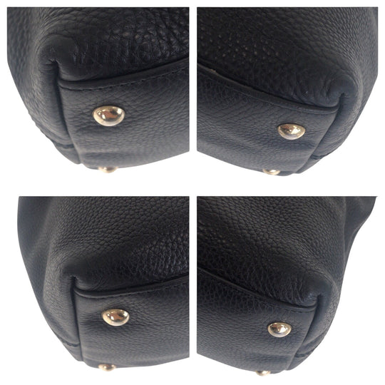 GUCCI Tote Bag 308386 leather Black GoldMetal Tote Bag handbag Soho Women Used Authentic