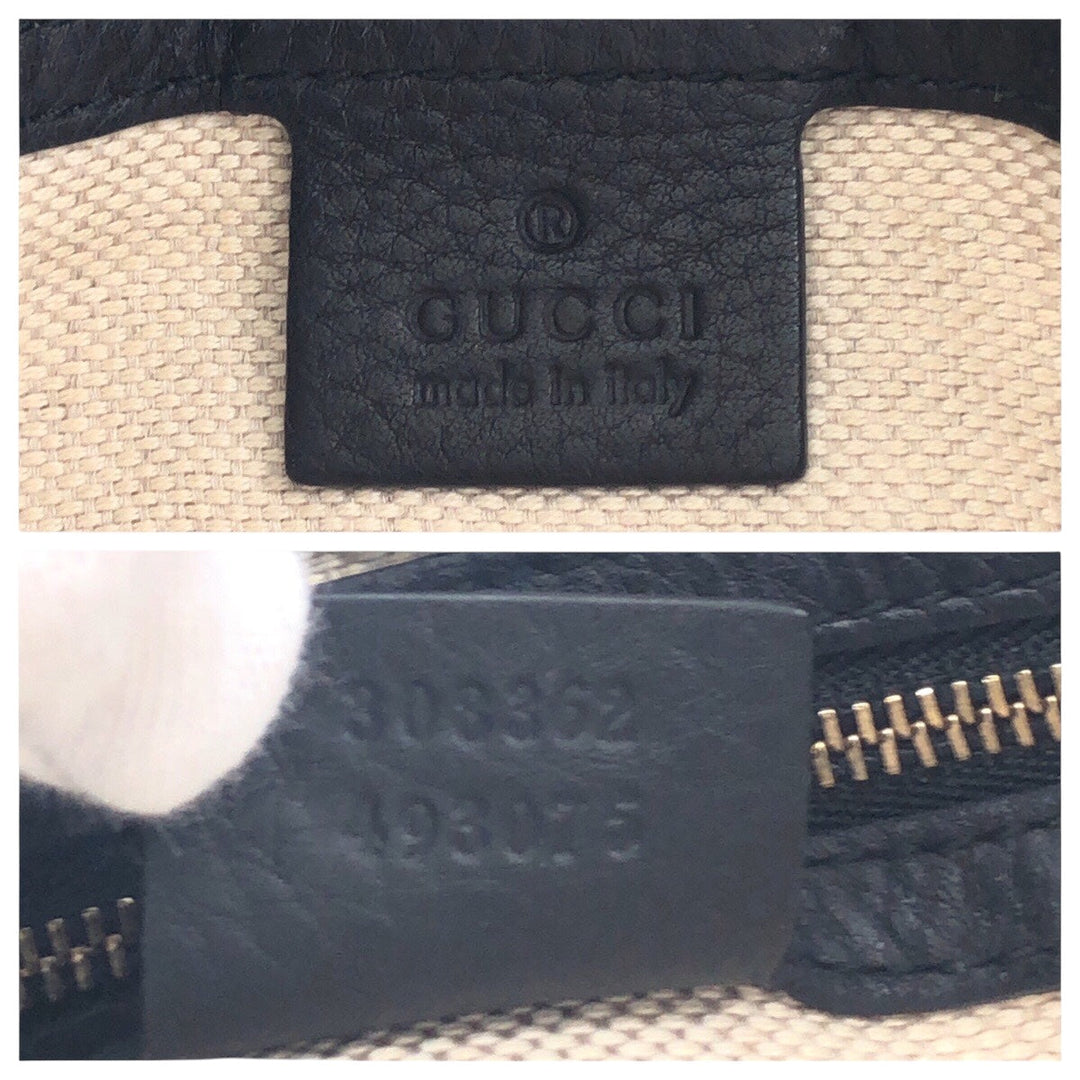GUCCI Tote Bag 308386 leather Black GoldMetal Tote Bag handbag Soho Women Used Authentic
