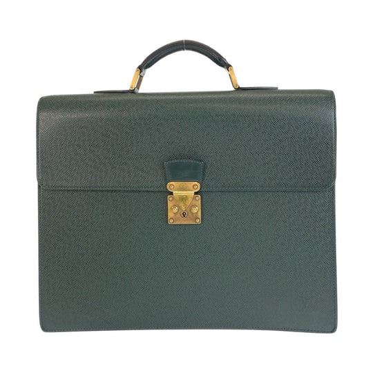 LOUIS VUITTON Business bag M30034 leather Episea Dark Green Gold Metal Business bag briefcase Taiga Moscova mens Used Authentic