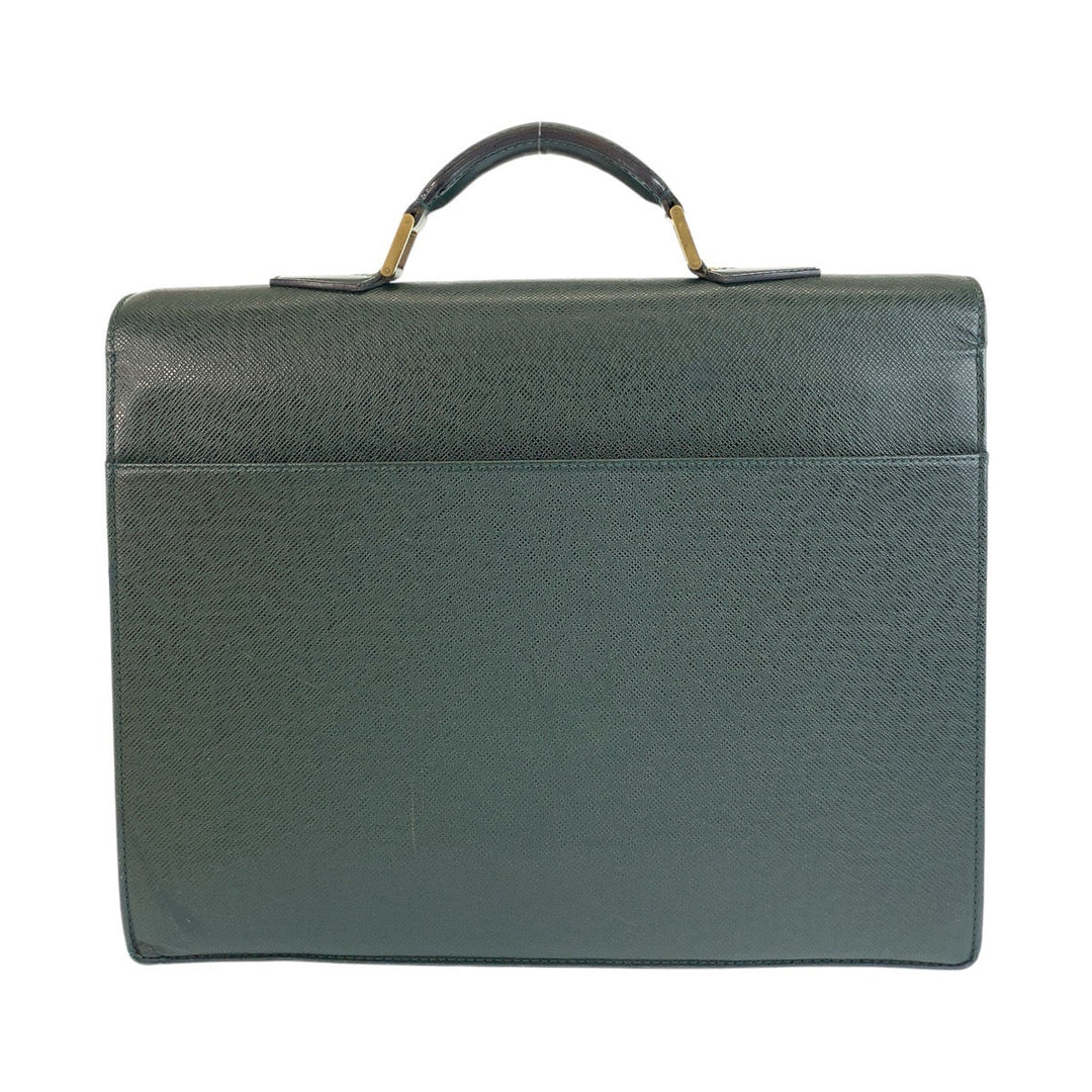 LOUIS VUITTON Business bag M30034 leather Episea Dark Green Gold Metal Business bag briefcase Taiga Moscova mens Used Authentic