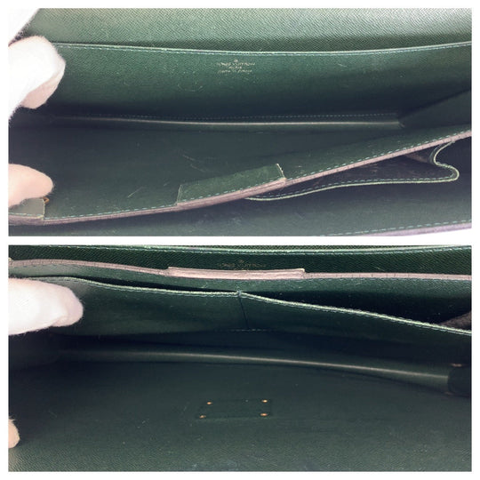 LOUIS VUITTON Business bag M30034 leather Episea Dark Green Gold Metal Business bag briefcase Taiga Moscova mens Used Authentic