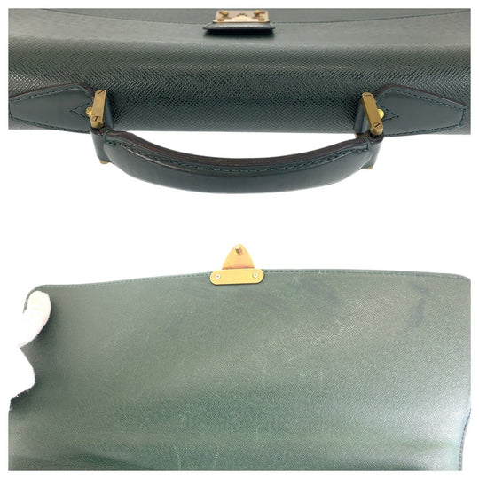 LOUIS VUITTON Business bag M30034 leather Episea Dark Green Gold Metal Business bag briefcase Taiga Moscova mens Used Authentic