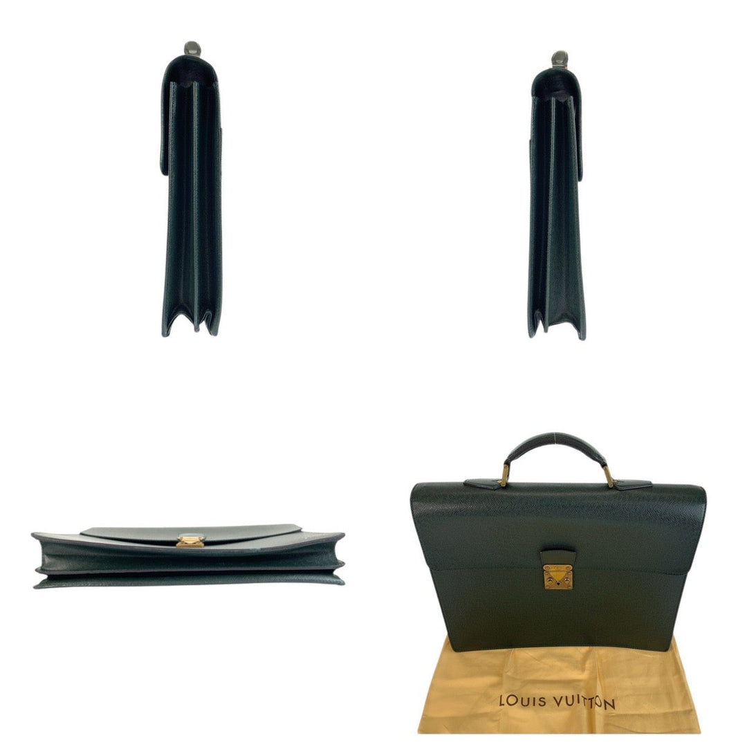 LOUIS VUITTON Business bag M30034 leather Episea Dark Green Gold Metal Business bag briefcase Taiga Moscova mens Used Authentic