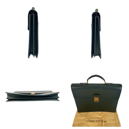 LOUIS VUITTON Business bag M30034 leather Episea Dark Green Gold Metal Business bag briefcase Taiga Moscova mens Used Authentic