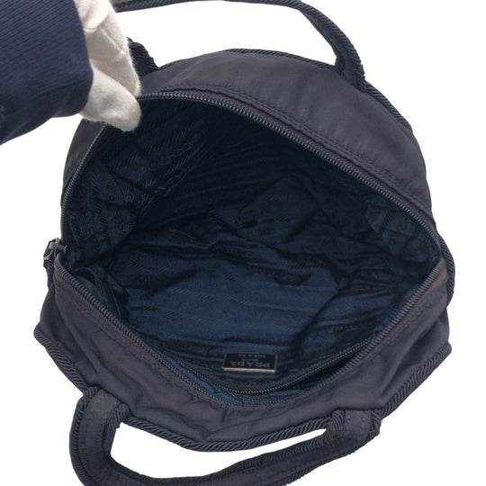 PRADA Handbag Nylon Navy Test Beads logo Women Used Authentic