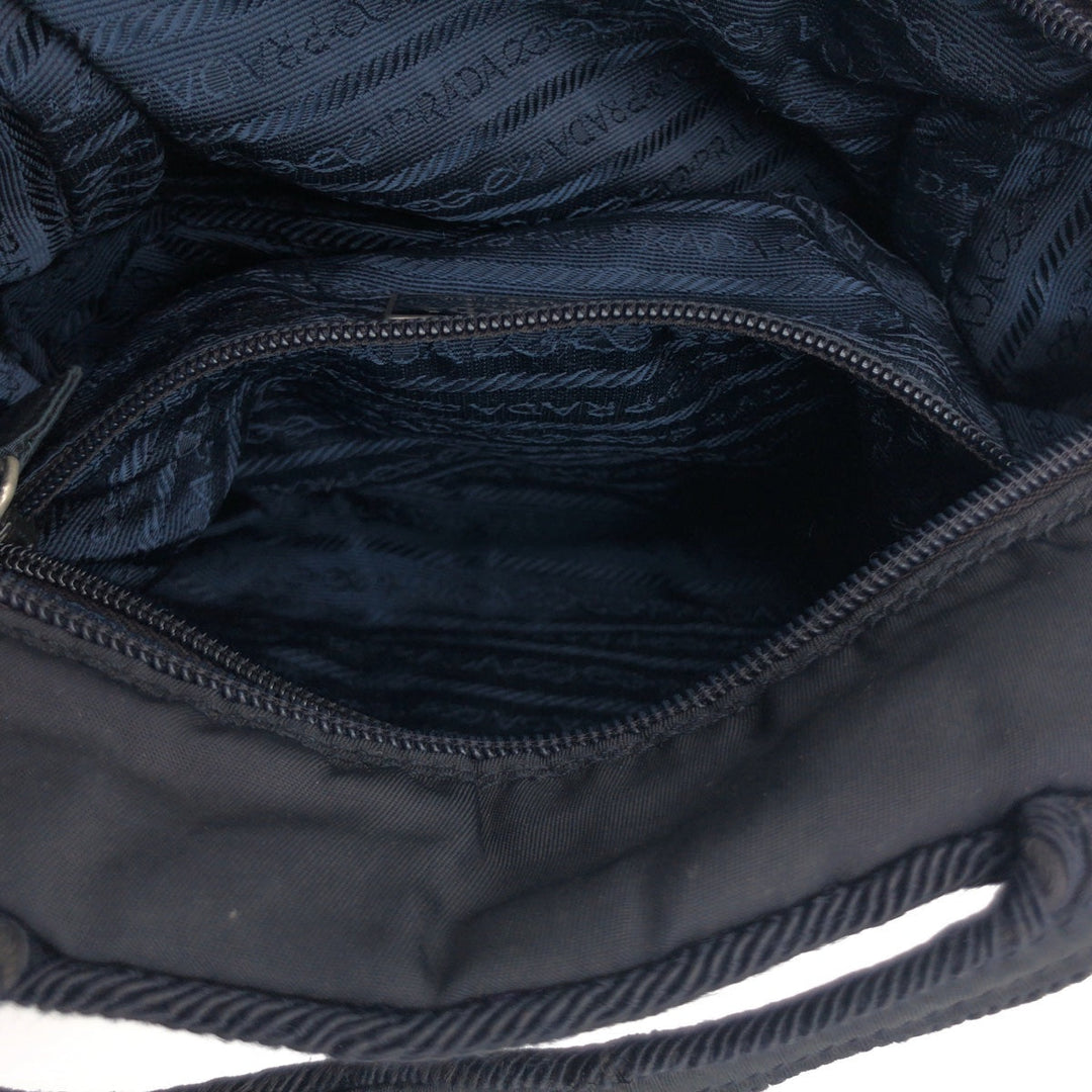 PRADA Handbag Nylon Navy Test Beads logo Women Used Authentic