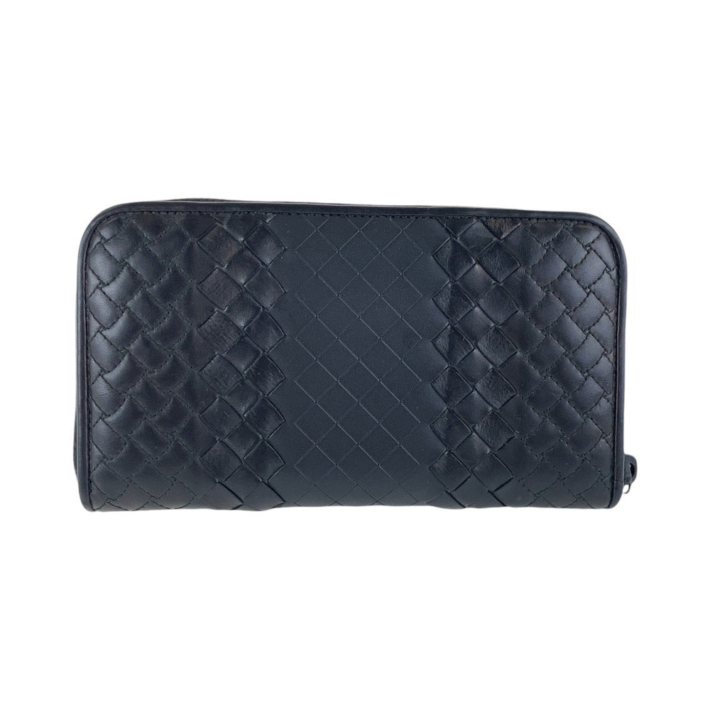 BOTTEGAVENETA Long Wallet Purse leather black Long Wallet Purse INTRECCIATO mens Used Authentic