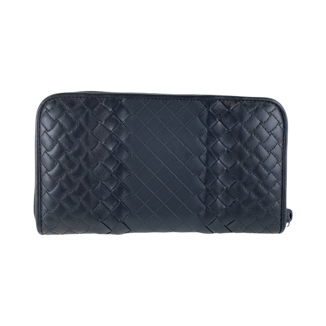 BOTTEGAVENETA Long Wallet Purse leather black Long Wallet Purse INTRECCIATO mens Used Authentic