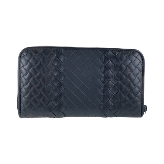 BOTTEGAVENETA Long Wallet Purse leather black Long Wallet Purse INTRECCIATO mens Used Authentic