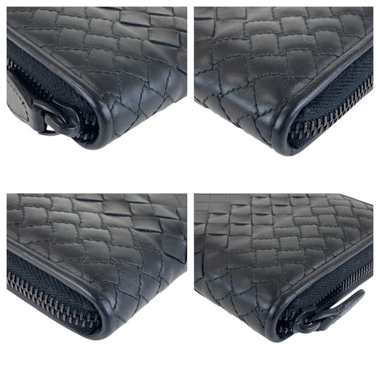 BOTTEGAVENETA Long Wallet Purse leather black Long Wallet Purse INTRECCIATO mens Used Authentic