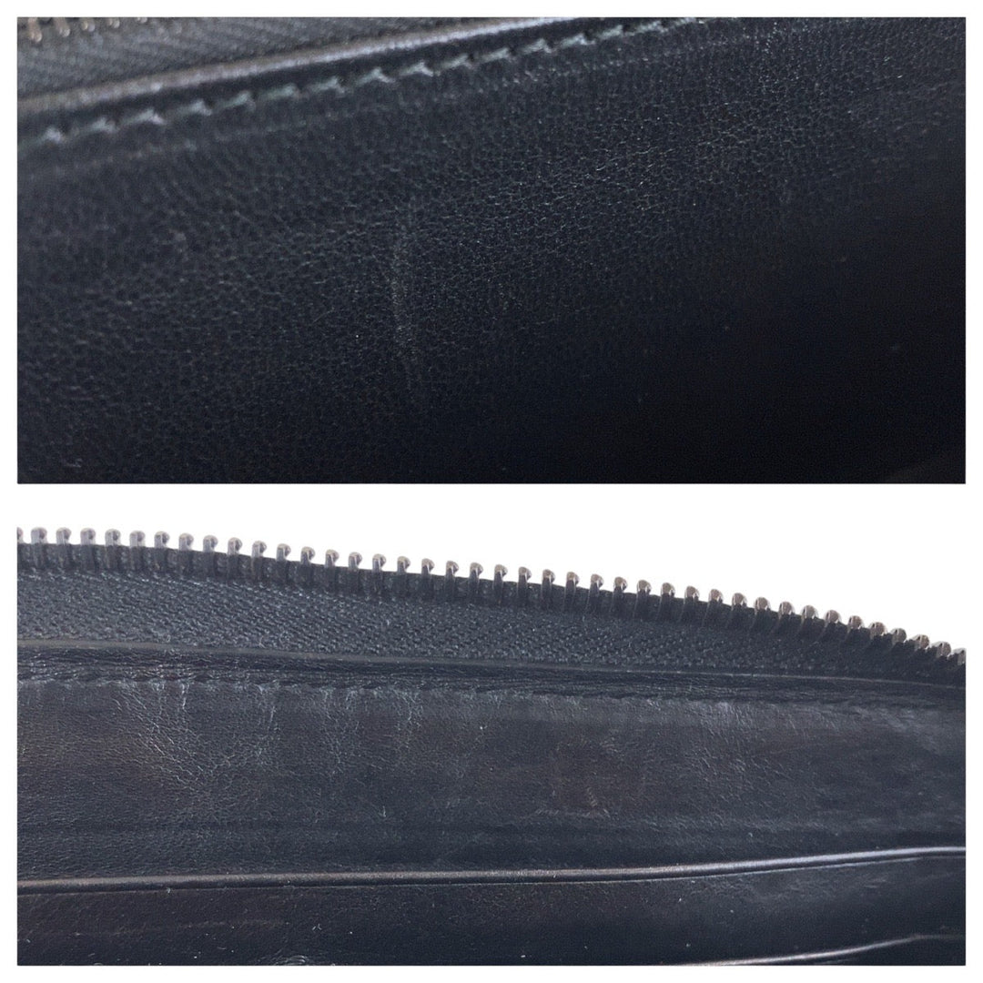 BOTTEGAVENETA Long Wallet Purse leather black Long Wallet Purse INTRECCIATO mens Used Authentic