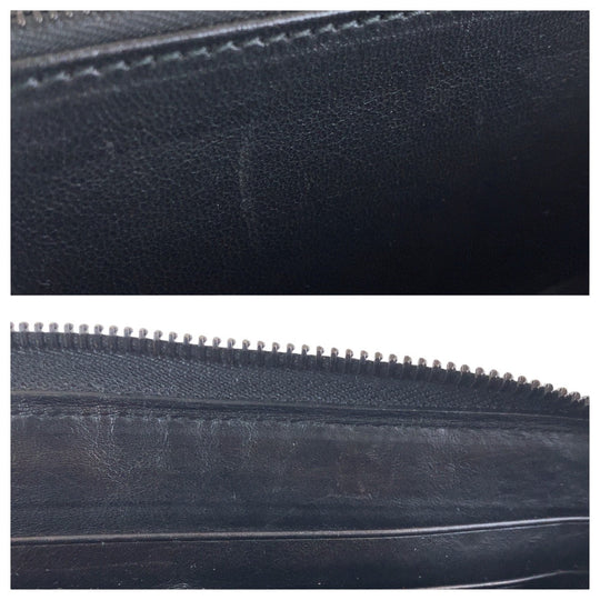 BOTTEGAVENETA Long Wallet Purse leather black Long Wallet Purse INTRECCIATO mens Used Authentic