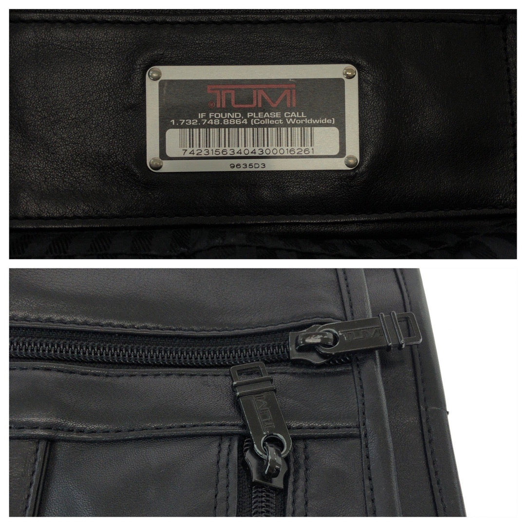 TUMI Shoulder Bag leather Black SilverMetal Shoulder Bag Business Bag mens Used Authentic