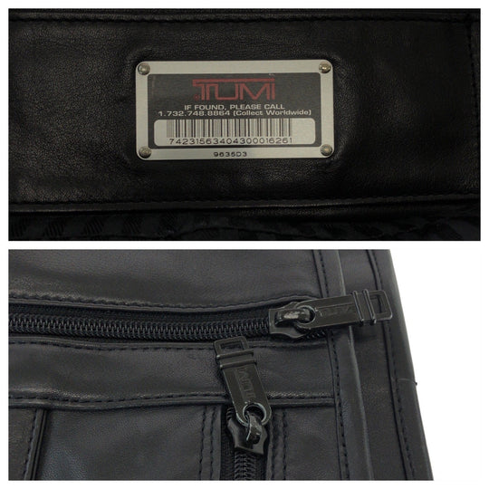 TUMI Shoulder Bag leather Black SilverMetal Shoulder Bag Business Bag mens Used Authentic