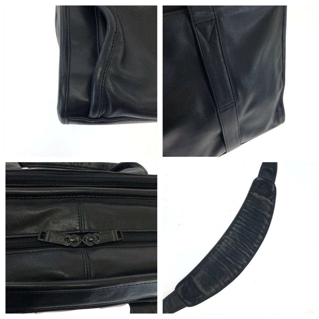 TUMI Shoulder Bag leather Black SilverMetal Shoulder Bag Business Bag mens Used Authentic