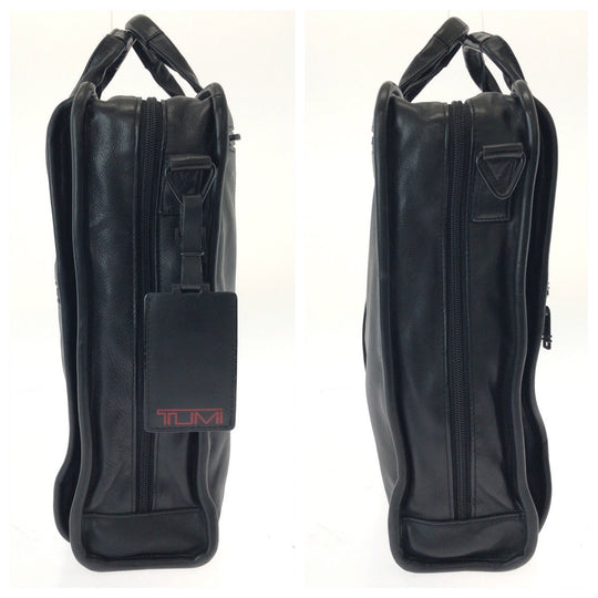 TUMI Shoulder Bag leather Black SilverMetal Shoulder Bag Business Bag mens Used Authentic