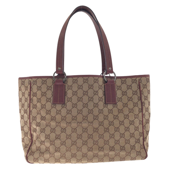 GUCCI Tote Bag 113017 GG canvas, leather Brown Silver Metal Tote Bag Shoulder Bag Women Used Authentic