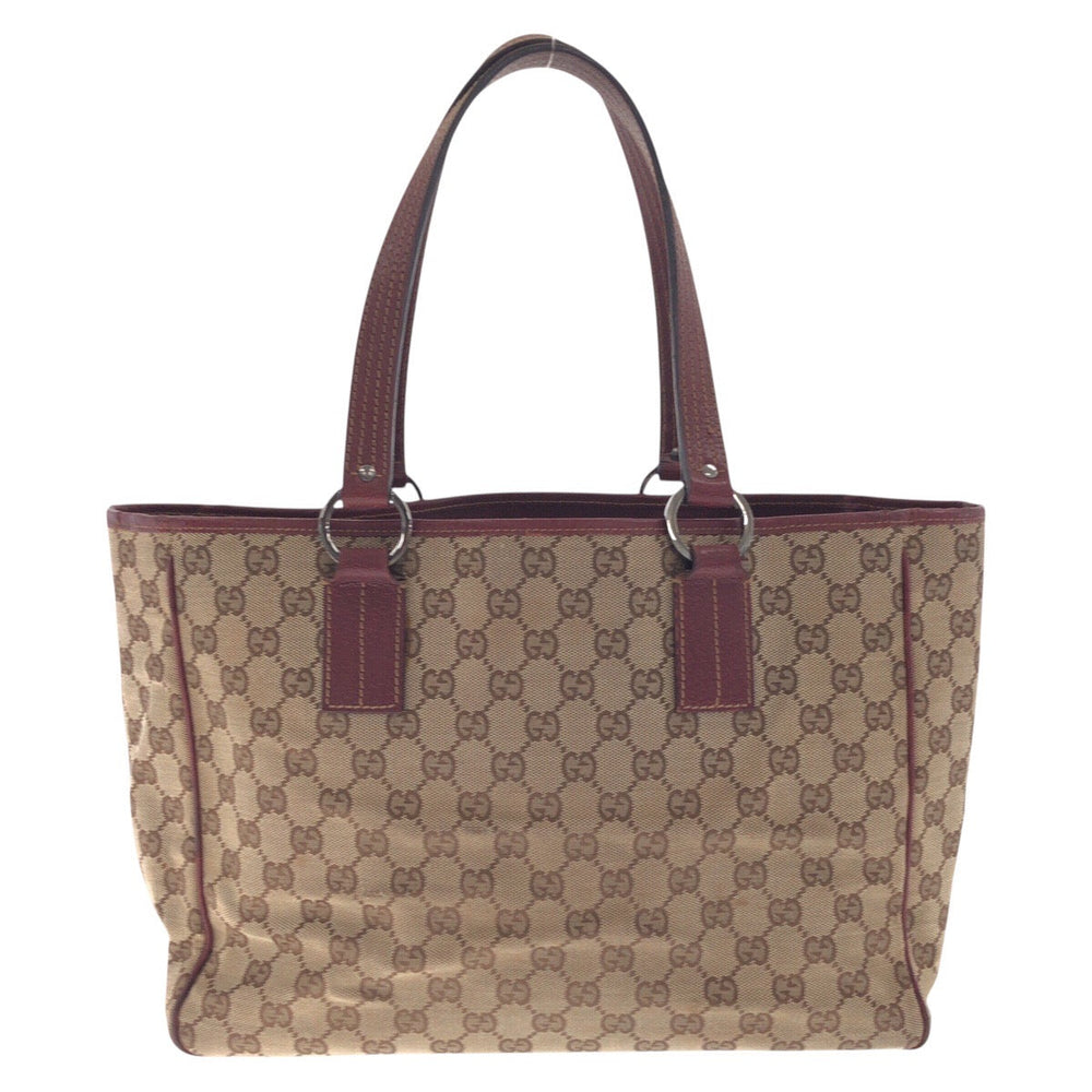 GUCCI Tote Bag 113017 GG canvas, leather Brown Silver Metal Tote Bag Shoulder Bag Women Used Authentic