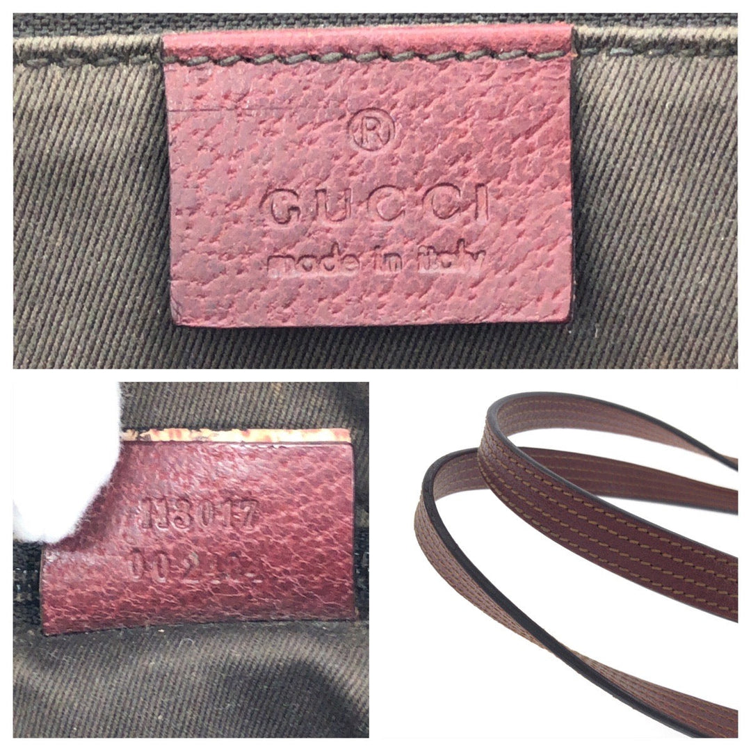 GUCCI Tote Bag 113017 GG canvas, leather Brown Silver Metal Tote Bag Shoulder Bag Women Used Authentic