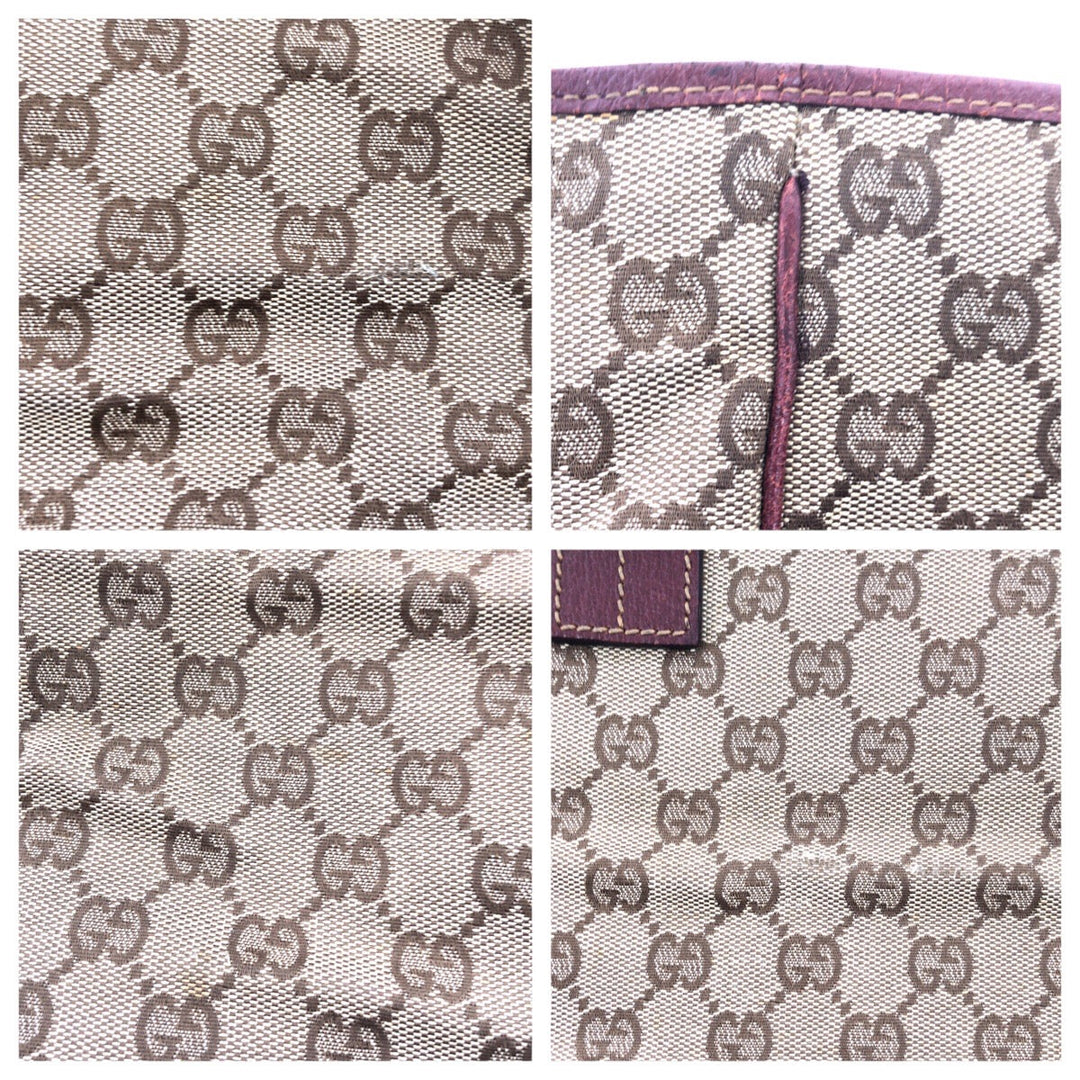 GUCCI Tote Bag 113017 GG canvas, leather Brown Silver Metal Tote Bag Shoulder Bag Women Used Authentic