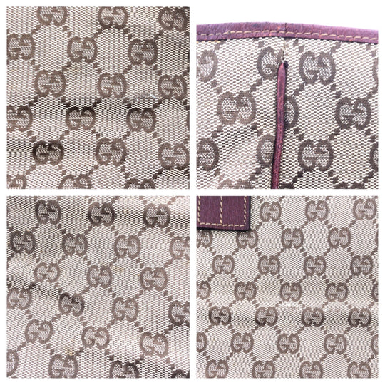 GUCCI Tote Bag 113017 GG canvas, leather Brown Silver Metal Tote Bag Shoulder Bag Women Used Authentic