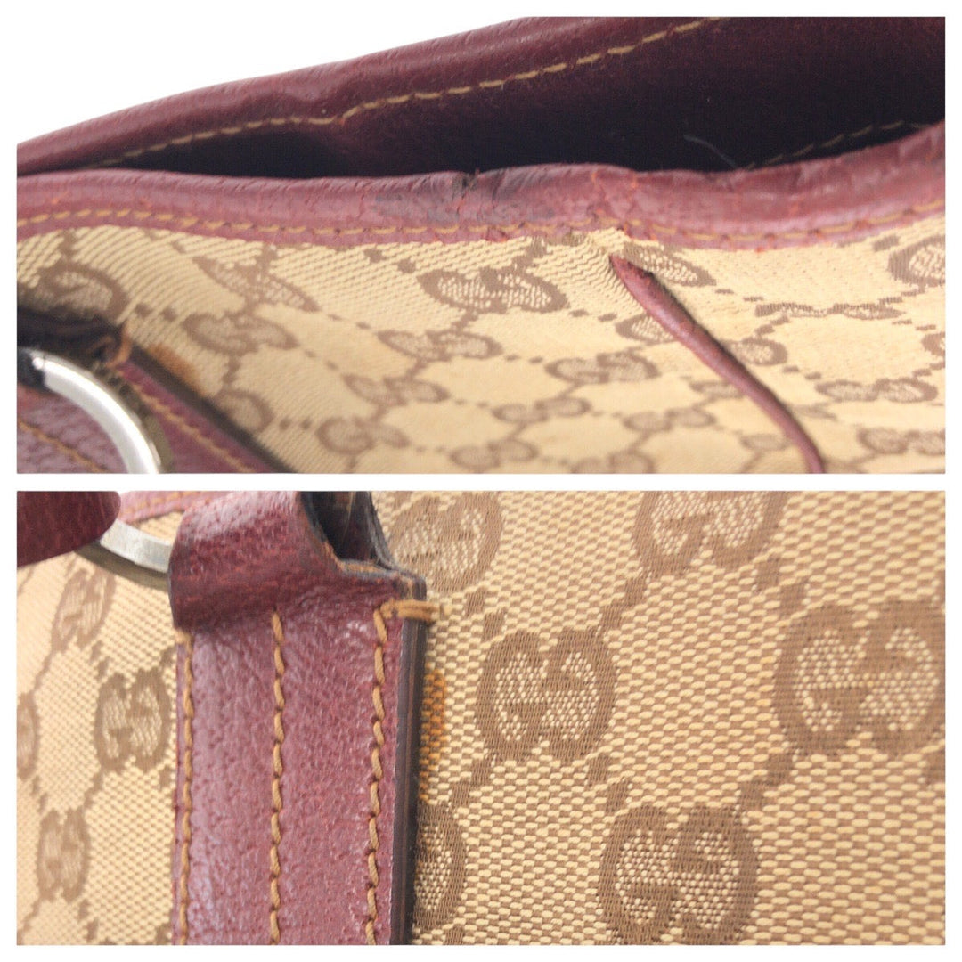 GUCCI Tote Bag 113017 GG canvas, leather Brown Silver Metal Tote Bag Shoulder Bag Women Used Authentic