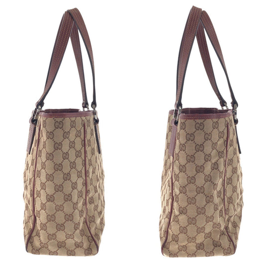 GUCCI Tote Bag 113017 GG canvas, leather Brown Silver Metal Tote Bag Shoulder Bag Women Used Authentic