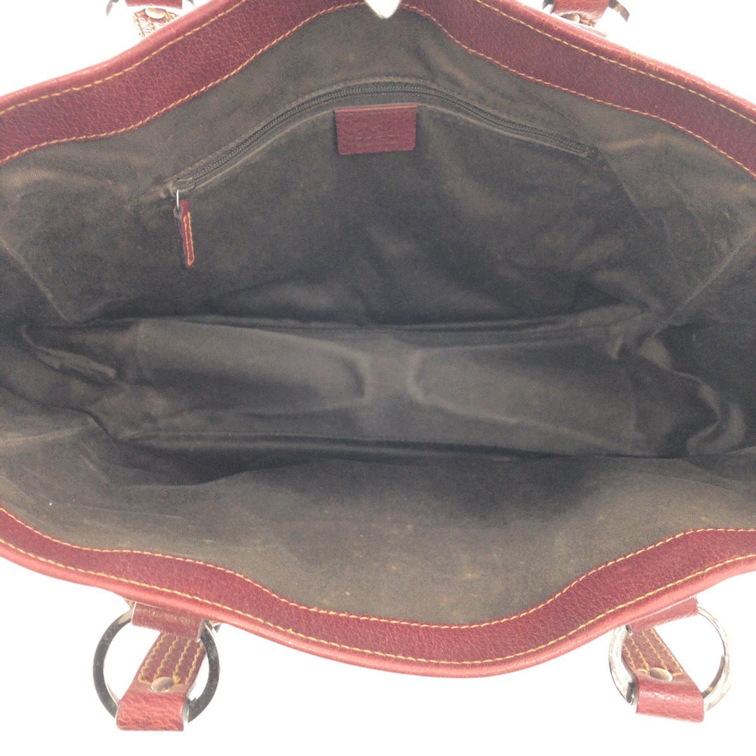 GUCCI Tote Bag 113017 GG canvas, leather Brown Silver Metal Tote Bag Shoulder Bag Women Used Authentic