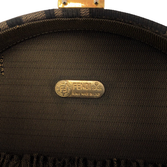 FENDI Handbag Canvas, Leather Brown Gold Metal Shoulder Bag Handbag 2way Zucca Pattern Women Used Authentic