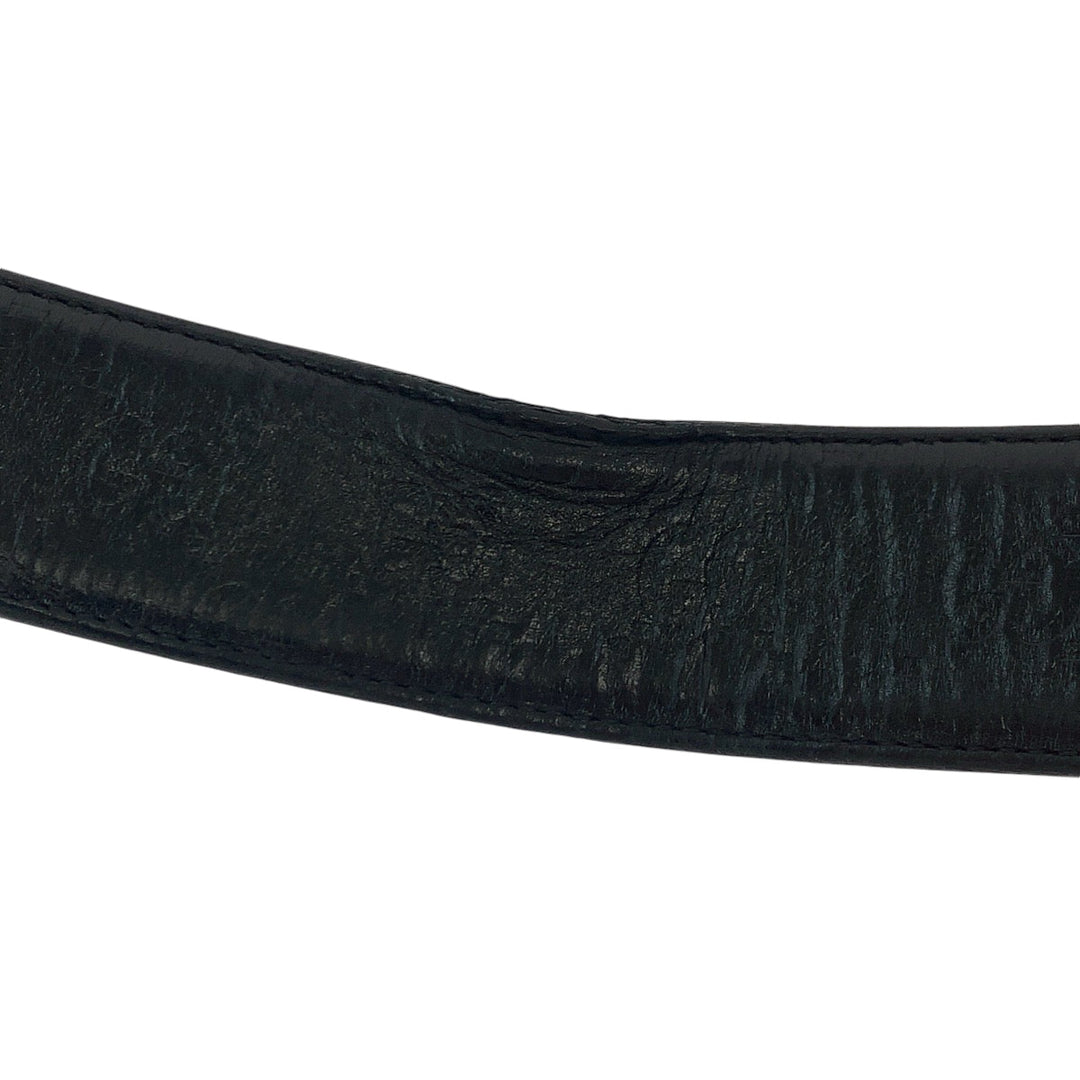 GUCCI belt 114984 leather black Belt buckle Gucci Shima interlocking mens 34 Used Authentic