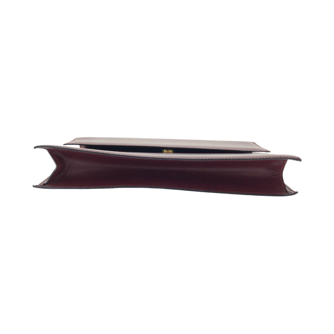 CARTIER Clutch bag leather Bordeaux Clutch bag business bag Must Line Women Used Authentic
