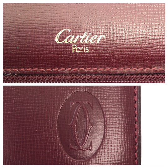 CARTIER Clutch bag leather Bordeaux Clutch bag business bag Must Line Women Used Authentic