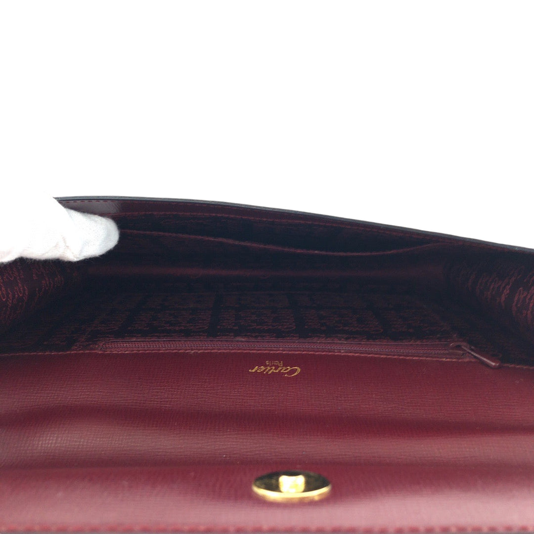 CARTIER Clutch bag leather Bordeaux Clutch bag business bag Must Line Women Used Authentic