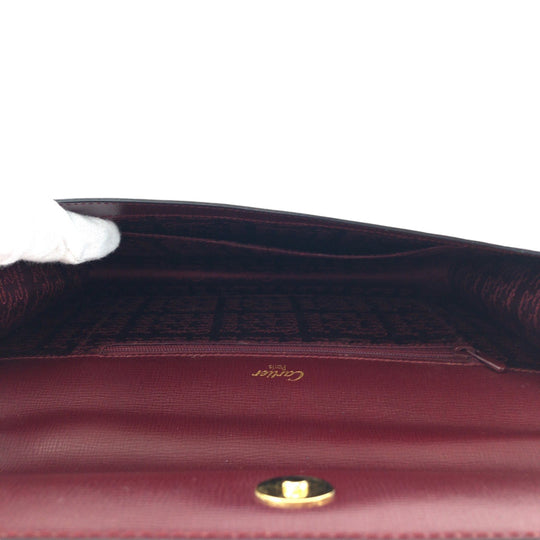 CARTIER Clutch bag leather Bordeaux Clutch bag business bag Must Line Women Used Authentic
