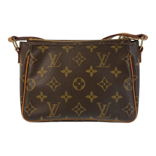 LOUIS VUITTON Shoulder Bag M51165 PVC, Leather Brown Gold Metal Crossbody Shoulder Bag Monogram Vivasite PM Women Used Authentic