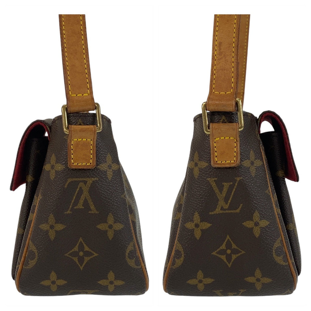 LOUIS VUITTON Shoulder Bag M51165 PVC, Leather Brown Gold Metal Crossbody Shoulder Bag Monogram Vivasite PM Women Used Authentic