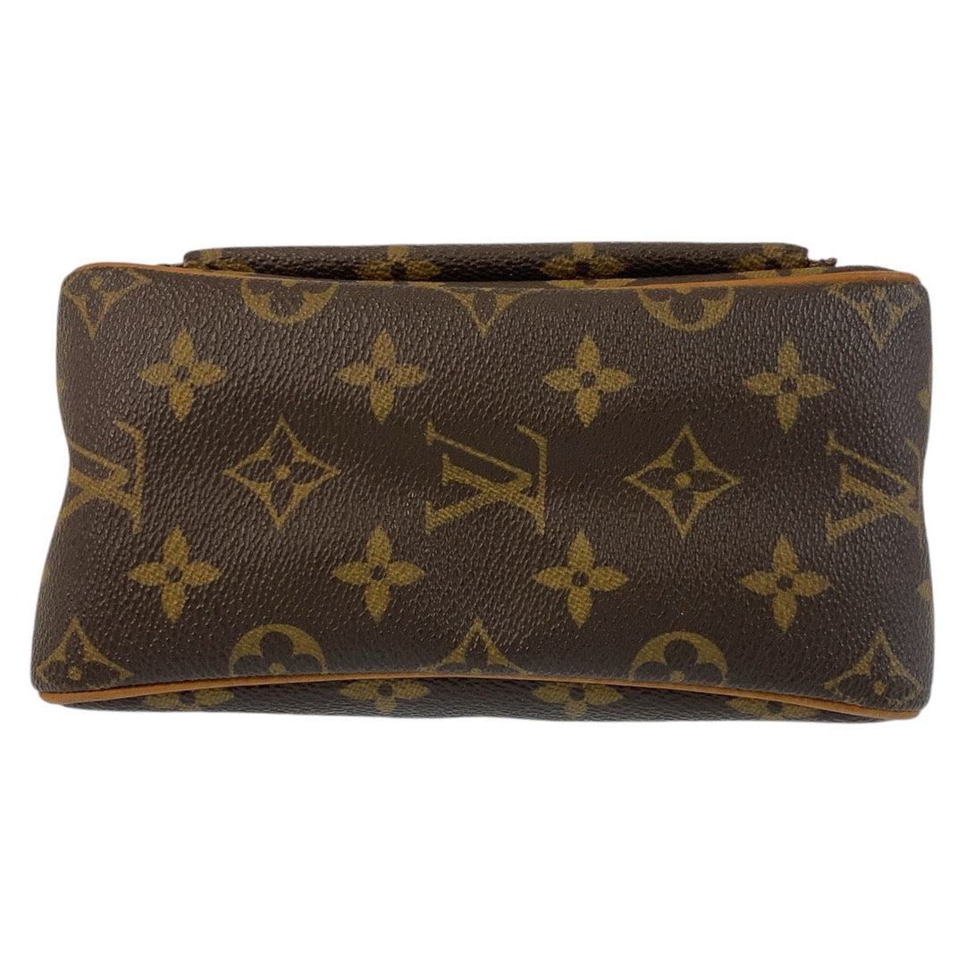 LOUIS VUITTON Shoulder Bag M51165 PVC, Leather Brown Gold Metal Crossbody Shoulder Bag Monogram Vivasite PM Women Used Authentic