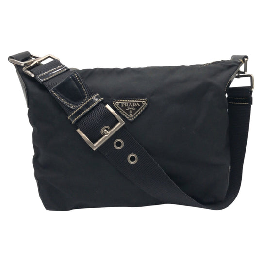 PRADA Shoulder Bag Nylon Black black Test Triangular logo Women Used Authentic