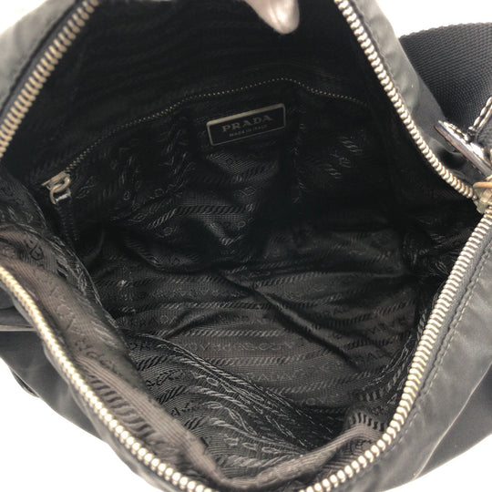 PRADA Shoulder Bag Nylon Black black Test Triangular logo Women Used Authentic