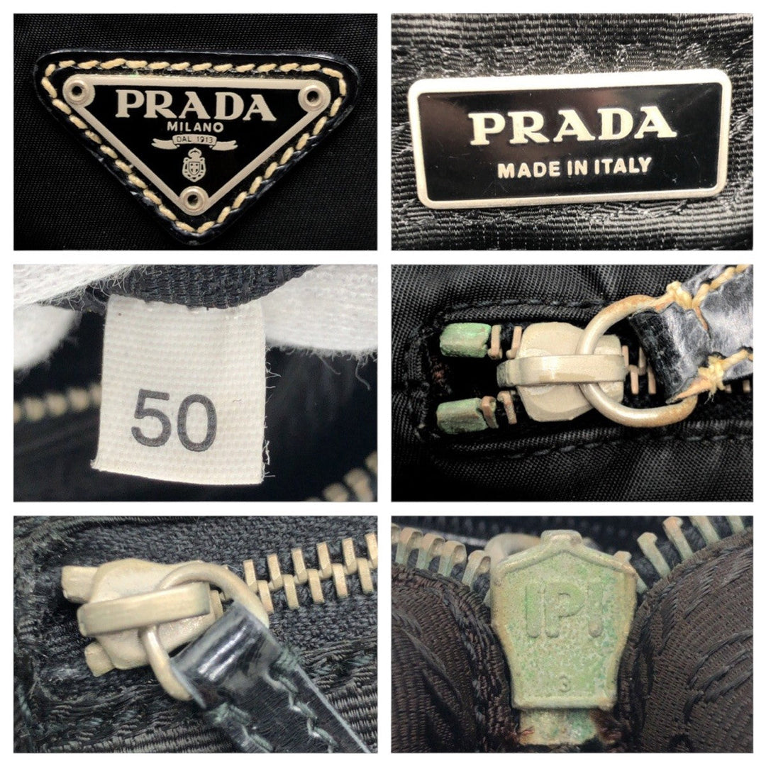 PRADA Shoulder Bag Nylon Black black Test Triangular logo Women Used Authentic