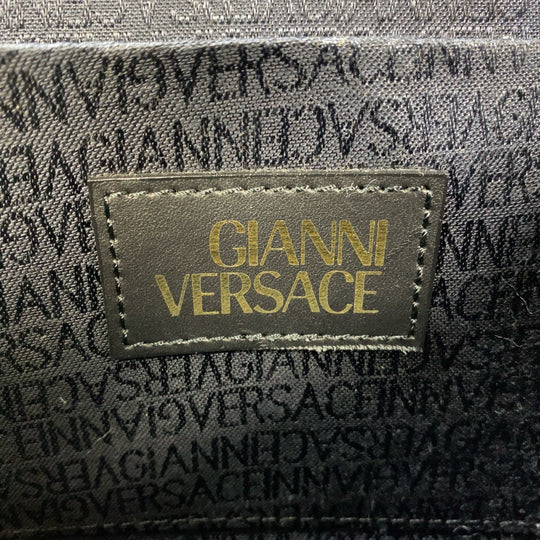 VERSACE Shoulder Bag leather Black GoldMetal Shoulder Bag Vanity Bag Handbag 2way Medusa Sunburst Women Used Authentic