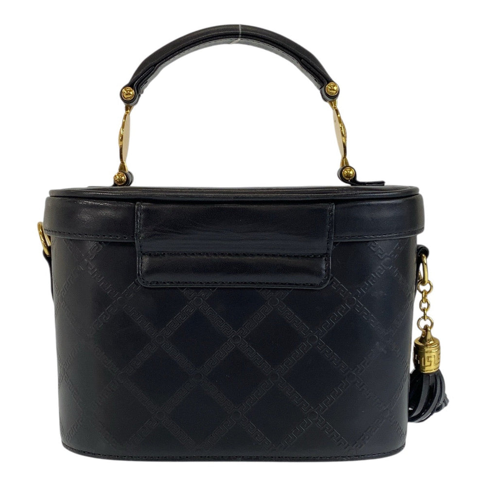 VERSACE Shoulder Bag leather Black GoldMetal Shoulder Bag Vanity Bag Handbag 2way Medusa Sunburst Women Used Authentic