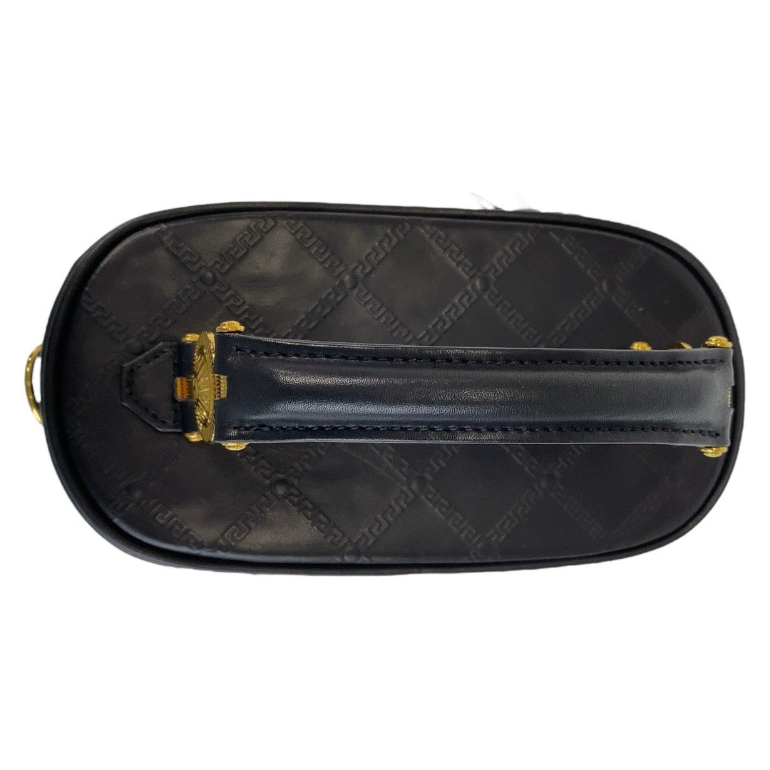 VERSACE Shoulder Bag leather Black GoldMetal Shoulder Bag Vanity Bag Handbag 2way Medusa Sunburst Women Used Authentic