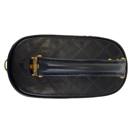 VERSACE Shoulder Bag leather Black GoldMetal Shoulder Bag Vanity Bag Handbag 2way Medusa Sunburst Women Used Authentic