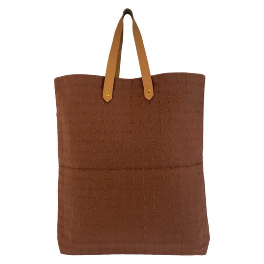 HERMES Tote Bag Canvas, Leather Brown Gold Metal Tote Bag Amedaba Women Used Authentic