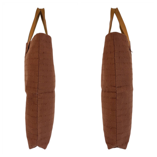 HERMES Tote Bag Canvas, Leather Brown Gold Metal Tote Bag Amedaba Women Used Authentic
