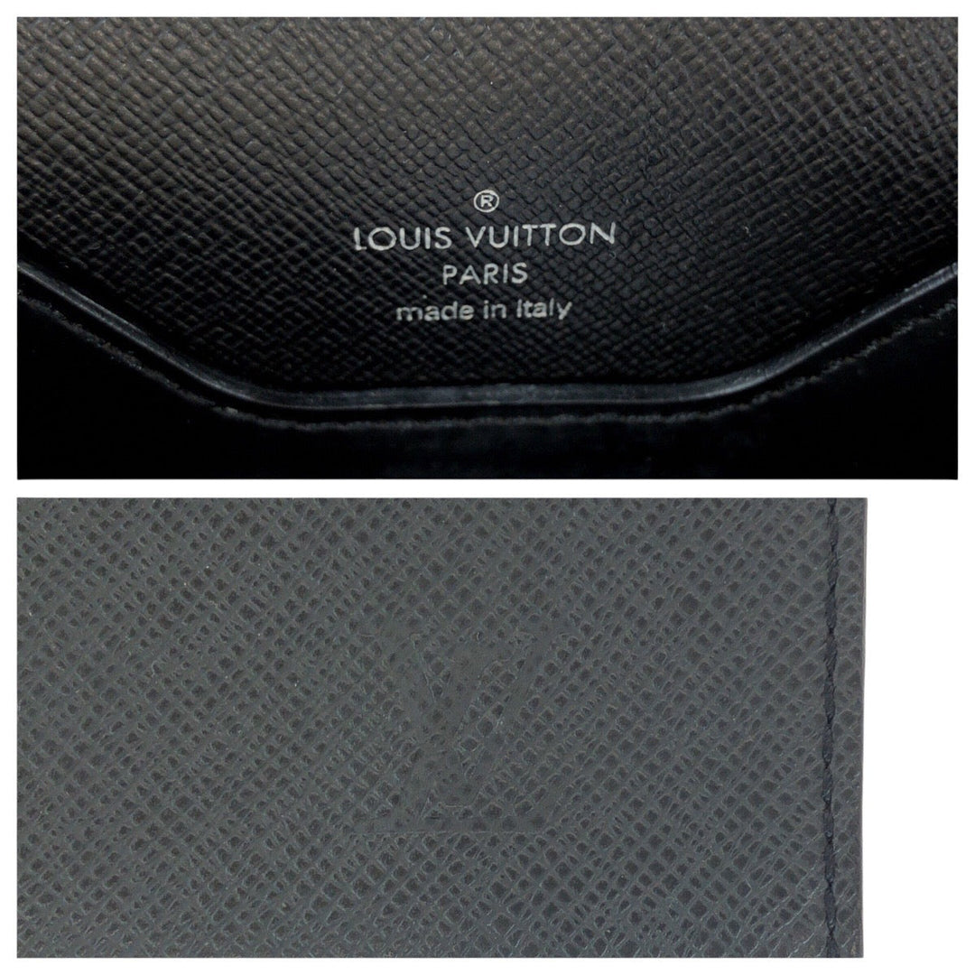LOUIS VUITTON Business bag M31062 leather Ardoise Black SilverMetal Business bag briefcase Taiga Minuto mens Used Authentic