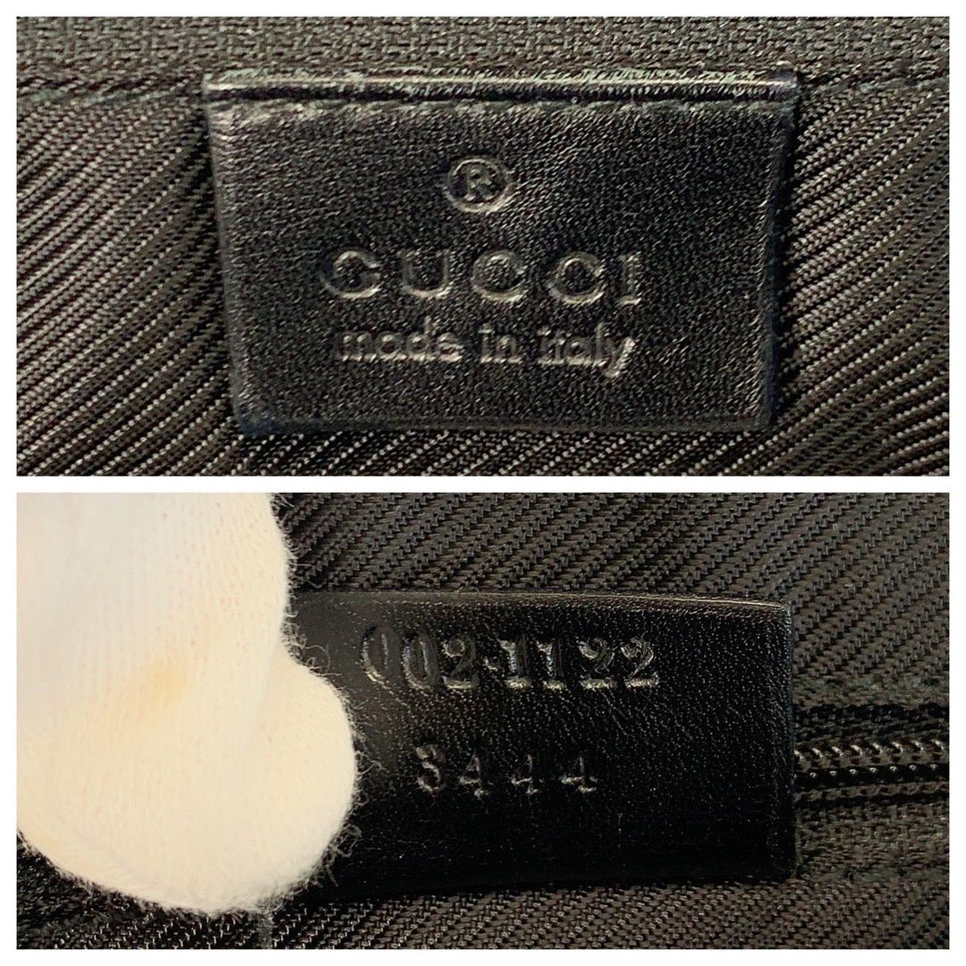 GUCCI Tote Bag 002 1122 GG canvas, leather Black GoldMetal Tote Bag Shoulder Bag Women Used Authentic
