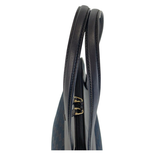 GUCCI Tote Bag 002 1122 GG canvas, leather Black GoldMetal Tote Bag Shoulder Bag Women Used Authentic